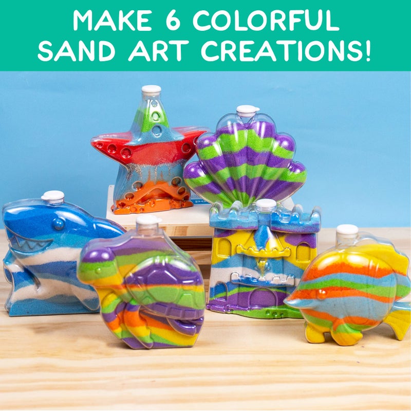 Made By Me Create Your Own Underwater Sand Art, Includes 6 Ocean-Themed Bottles, 8 Sand Colors, Glitter, & Funnel, Great Staycation or Group Activity, Party Idea, DIY Sand Art For Kids Ages 6, 7, 8, 9 - Image 2