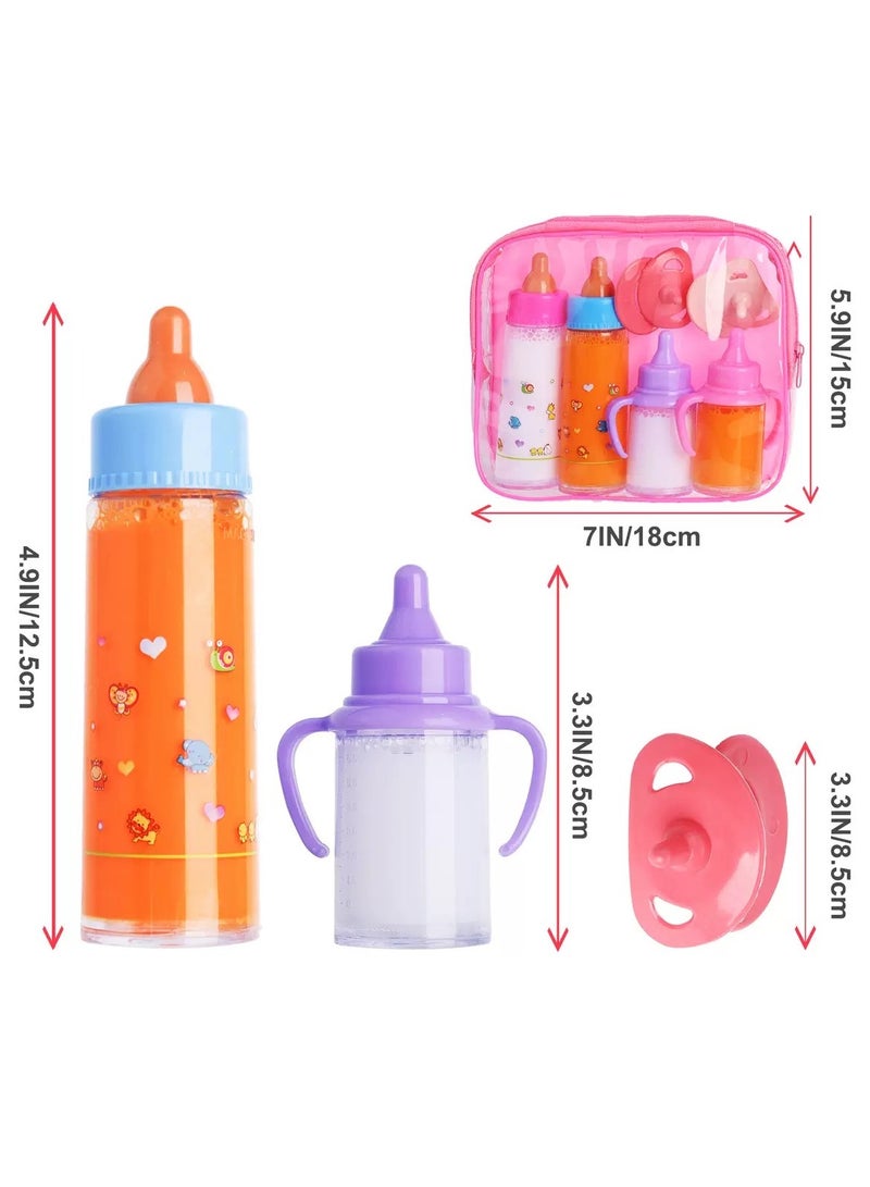 My Sweet Baby Disappearing Doll Feeding Set Baby Care 4 Piece Doll Feeding Set For Toy Stroller 2 Milk & Juice Bottles With Toy Pacifier For Baby Doll,, Multicoloured - Image 2