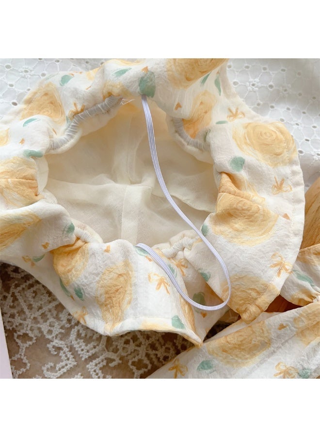 دوكو طباعة الزهور الأصفر مغطاة، مجموعة الصيف بدون أكمام، ملابس حديثي الولادة، مجموعة هدية ملابس الطفل - Image 4