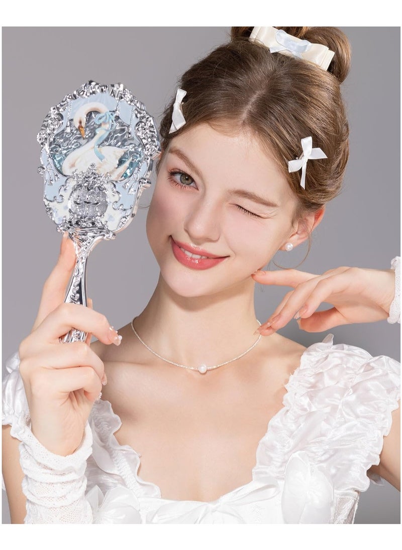 Swan Ballet Series Hand Holding Mirror (Creamy Blue)