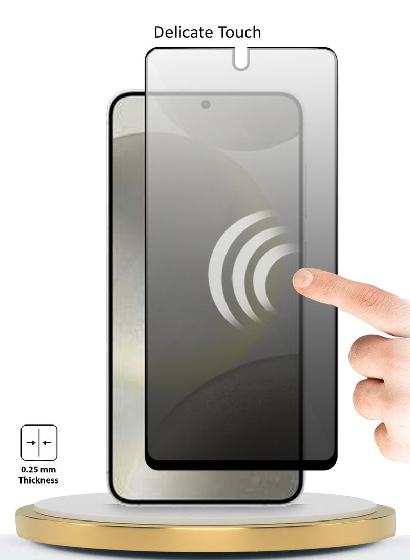 Wtech Samsung Galaxy S24 5G 2024 Premium E2E Privacy Full Glue Full Cover Tempered Glass Screen Protector (MSGECP) - Clear/Black - Image 4