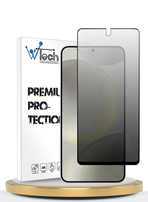 سامسونج جالاكسي S24 5G 2024 Premium E2E Privacy بغطاء كامل الغراء واقي شاشة من الزجاج المقسى (MSGECP) - شفاف / أسود