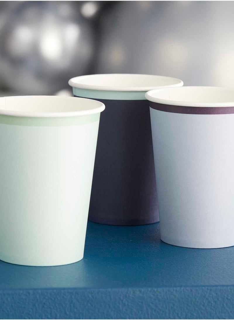 Ginger Ray Eco Paper Cups - Mixed Pack - Blue - Image 1