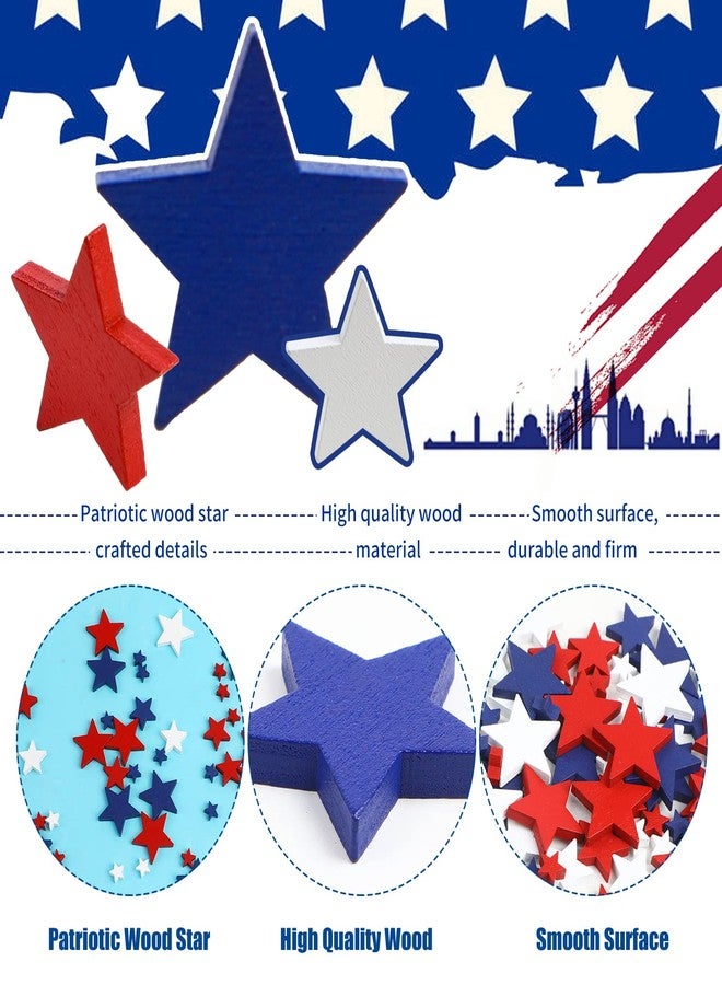 FOIMAS 120pcs 4th of July Wood Stars Ornament Patriotic Wooden Star for Crafts Independence Day Memorial America Flag Labor Day,White Navy Blue and Red - Image 3