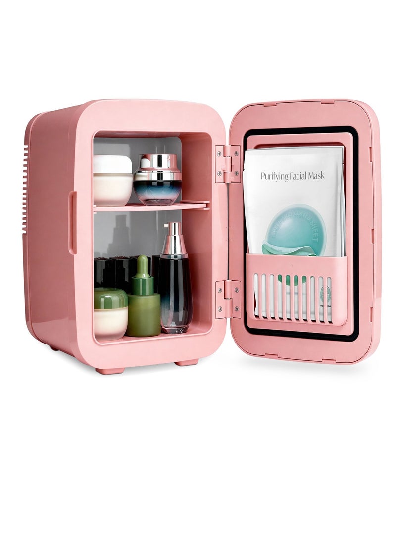بورودو ثلاجة للعناية بالبشرة مع مرآة LED، ثلاجة مكياج صغيرة سعة 4 لتر، منخفضة الضوضاء، ذات تصميم مناسب للسفر، مثالية للعناية بالبشرة، وغرفة النوم، والسكن الجامعي، والمكتب، والسفر. - Image 1