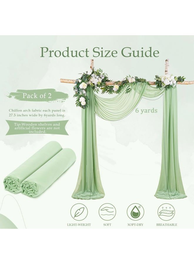 SoarDream Sage Green Wedding Arch Drapes 2 Panels 6 Yards Sheer Backdrop Curtains for Parties Ceiling Wedding Arch Ceremony Draping Fabric Decor - Image 2