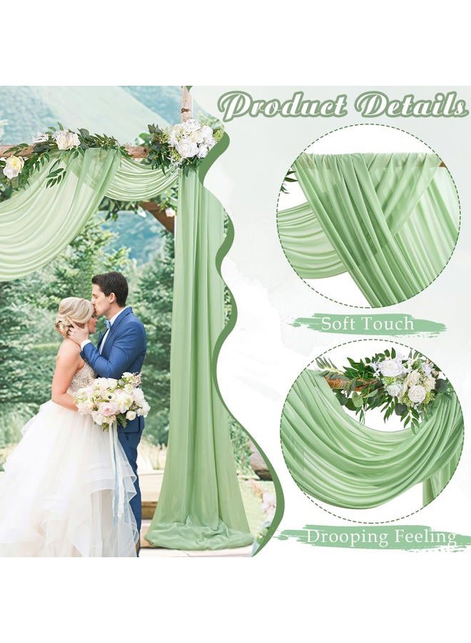 SoarDream Sage Green Wedding Arch Drapes 2 Panels 6 Yards Sheer Backdrop Curtains for Parties Ceiling Wedding Arch Ceremony Draping Fabric Decor - Image 4