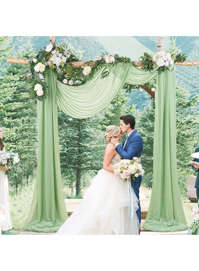 SoarDream Sage Green Wedding Arch Drapes 2 Panels 6 Yards Sheer Backdrop Curtains for Parties Ceiling Wedding Arch Ceremony Draping Fabric Decor - Image 1