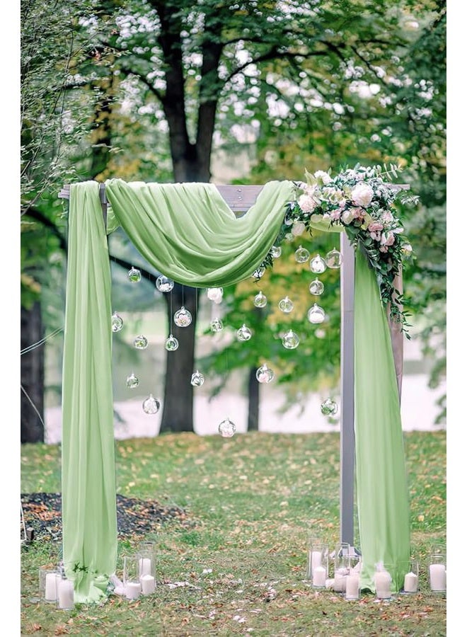SoarDream Sage Green Wedding Arch Drapes 2 Panels 6 Yards Sheer Backdrop Curtains for Parties Ceiling Wedding Arch Ceremony Draping Fabric Decor - Image 5
