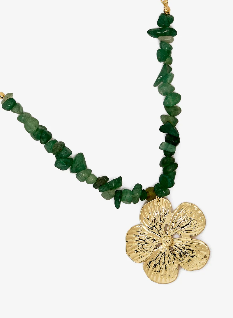 Ginger Flower Beaded Necklace