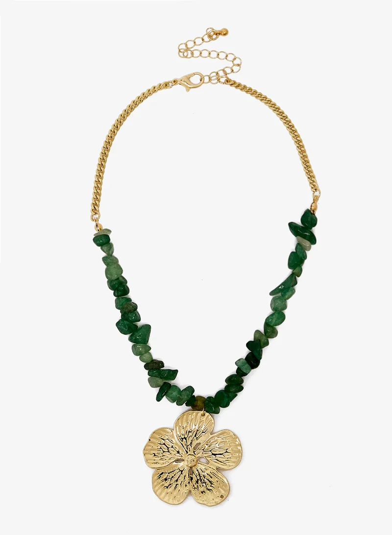 Ginger Flower Beaded Necklace