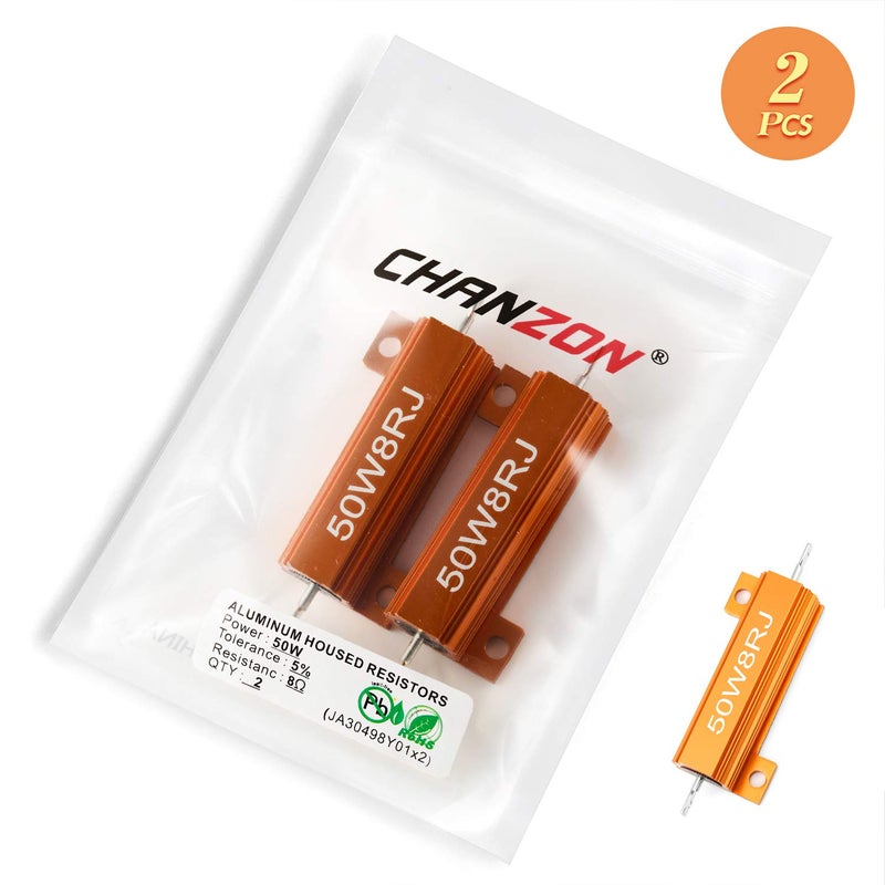 CHANZON 2pcs Wirewound Aluminum Shell Resistor 8 Ω ohm 50W ±5% Tolerance 8R Rohs Certified - Image 5