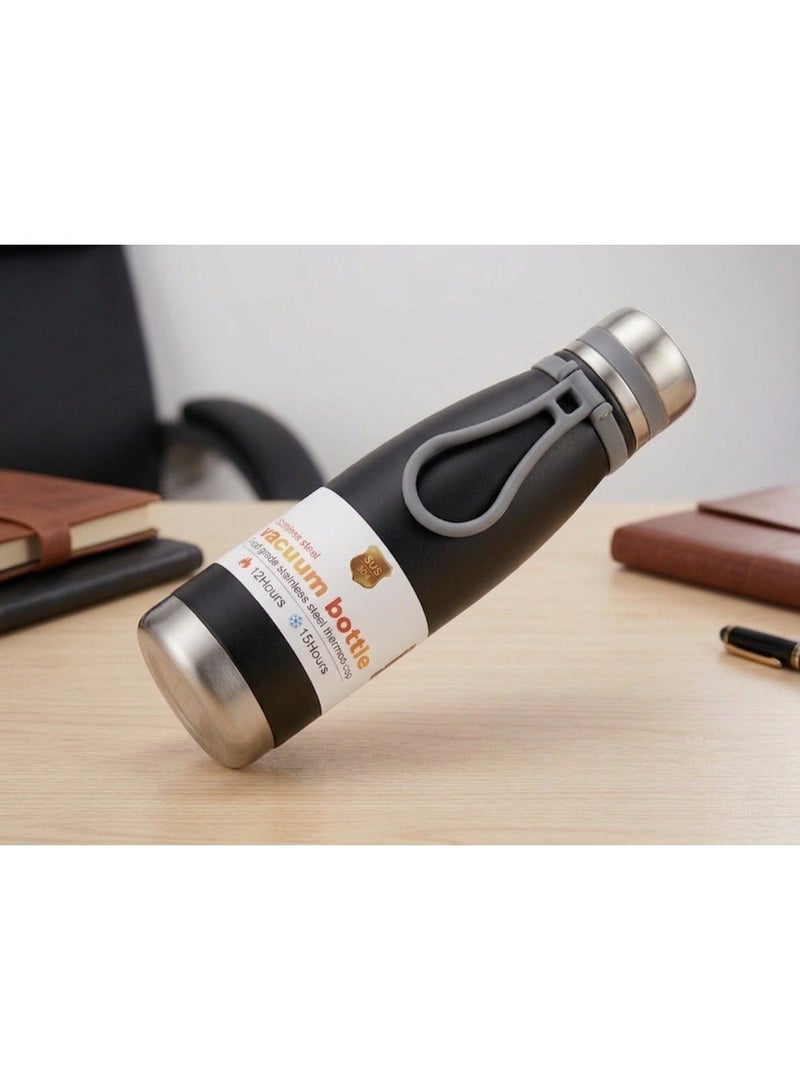 Premium Stainless Steel Vacuum Insulated Water Bottle – Double-Wall Thermos Flask, Keeps Drinks Cold for 24 Hours & Hot for 12 Hours, Leak-Proof & BPA-Free Reusable Bottle for Sports, Gym & Travel (650ml) BlACK - Image 1