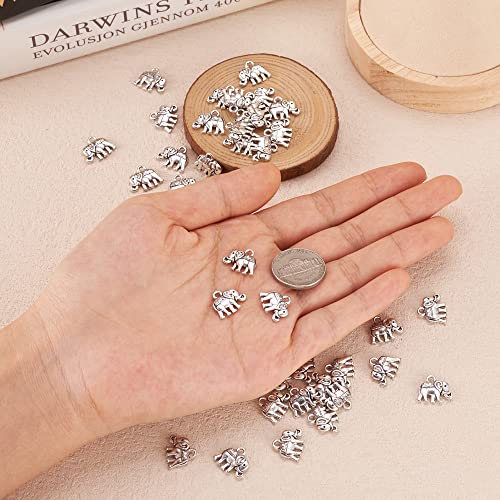 Craftdady 100Pcs Tibetan Antique Silver Lucky Elephant Dangle Charms 12x14mm for DIY Jewelry Making With 1mm Hole - Image 5