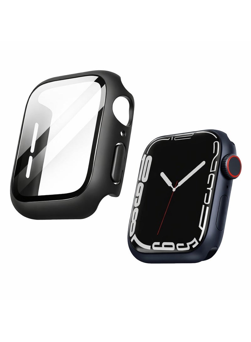 Original Apple Watch Case with Built-in Tempered Glass Screen Protector – Full Coverage Protective Bumper Case for Apple Watch 45MM Series 9,8,7 – Anti-Scratch, Shockproof, Easy Snap-On - Black - Image 1