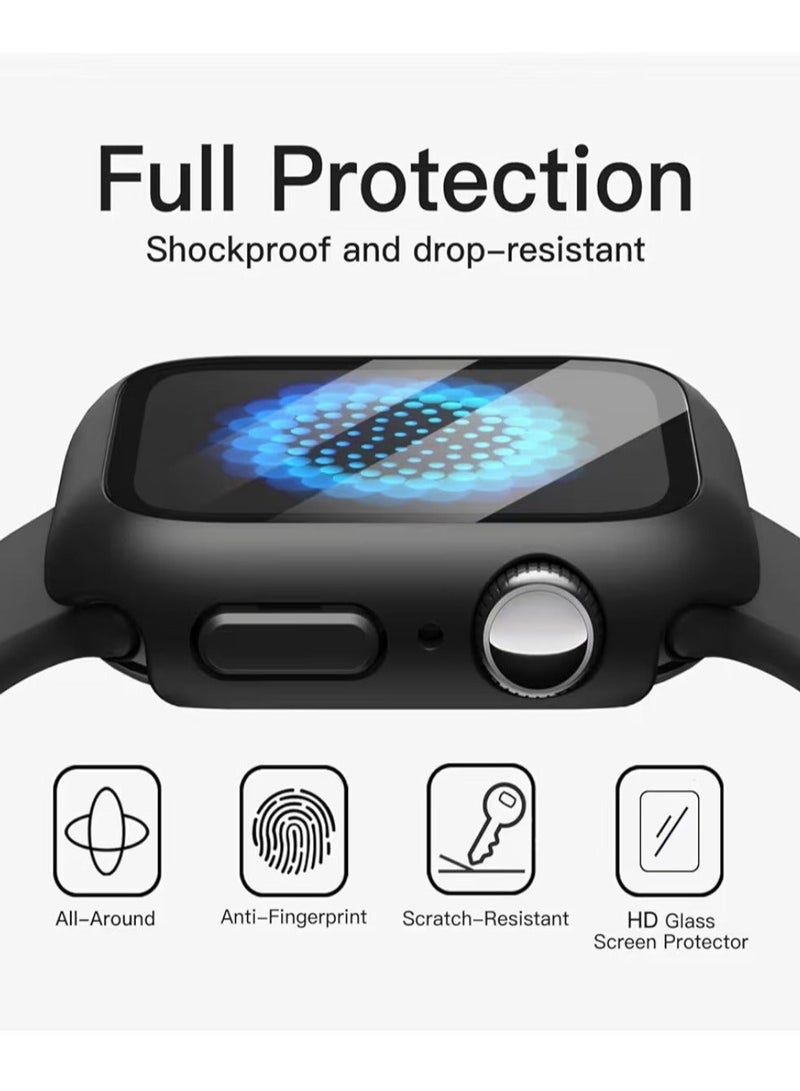 Original Apple Watch Case with Built-in Tempered Glass Screen Protector – Full Coverage Protective Bumper Case for Apple Watch 45MM Series 9,8,7 – Anti-Scratch, Shockproof, Easy Snap-On - Black - Image 4