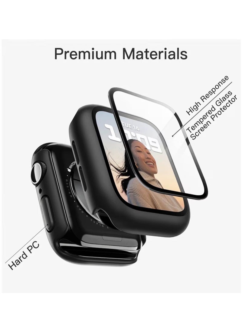 Original Apple Watch Case with Built-in Tempered Glass Screen Protector – Full Coverage Protective Bumper Case for Apple Watch 45MM Series 9,8,7 – Anti-Scratch, Shockproof, Easy Snap-On - Black - Image 2