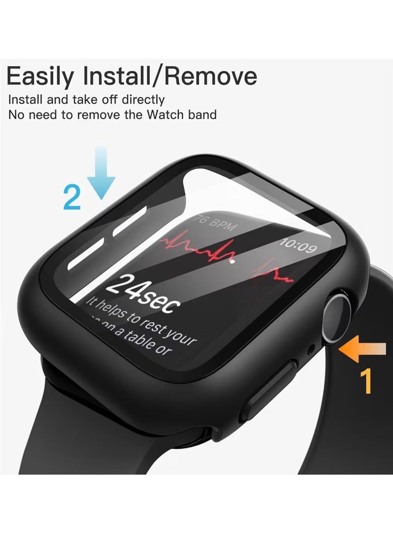 Original Apple Watch Case with Built-in Tempered Glass Screen Protector – Full Coverage Protective Bumper Case for Apple Watch 45MM Series 9,8,7 – Anti-Scratch, Shockproof, Easy Snap-On - Black - Image 3