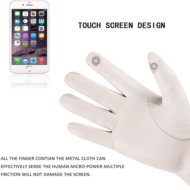 REDESS Winter Leather Gloves for Women, Wool Fleece Lined Warm Gloves, Touchscreen Texting Thick Thermal Snow Driving Gloves - Image 4