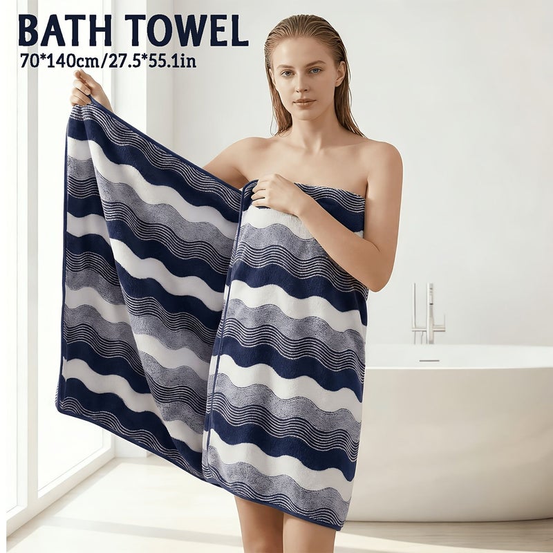 Set Of 6 Coral Fleece Towels Dark Coffee Striped 42 By 27.56 Inch 2 Bath Towels 2 Regular Towels 2 Washcloths - Image 4
