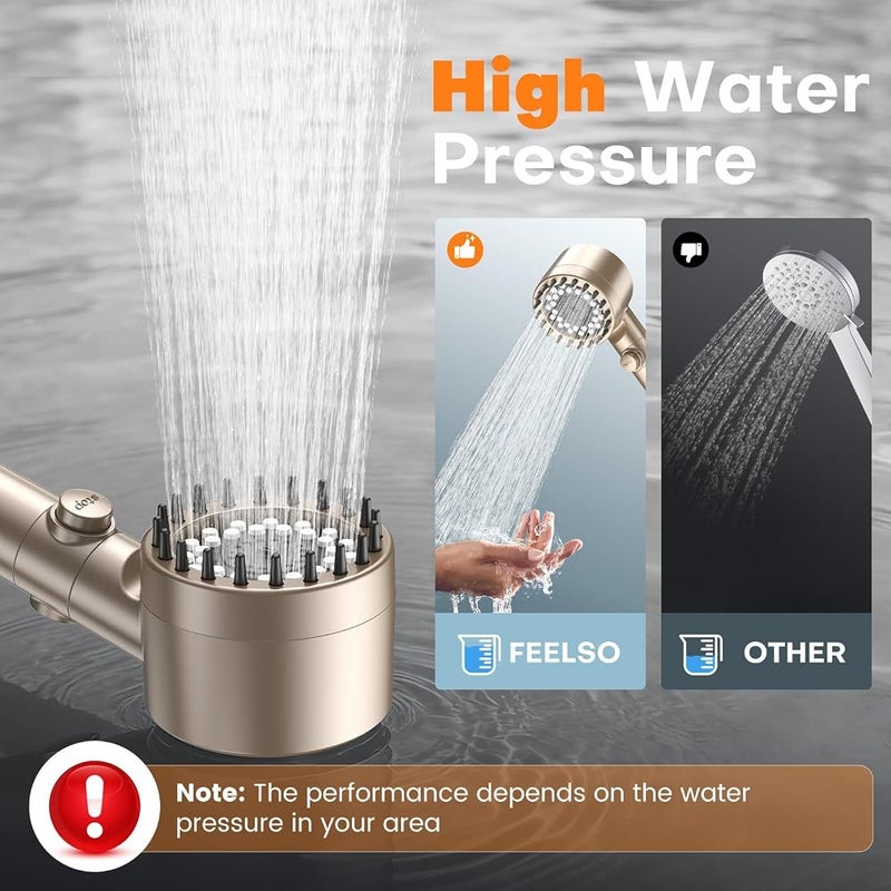 FEELSO رأس دش FEELSO بـ 3+1 أوضاع رش مع فلتر من 15 مرحلة ورشاشات مضادة للتسدد - Image 3