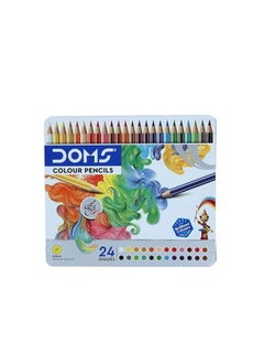 DOMS DOMS Fsc 24 Colour Pencil Flat Tin  - Image 1