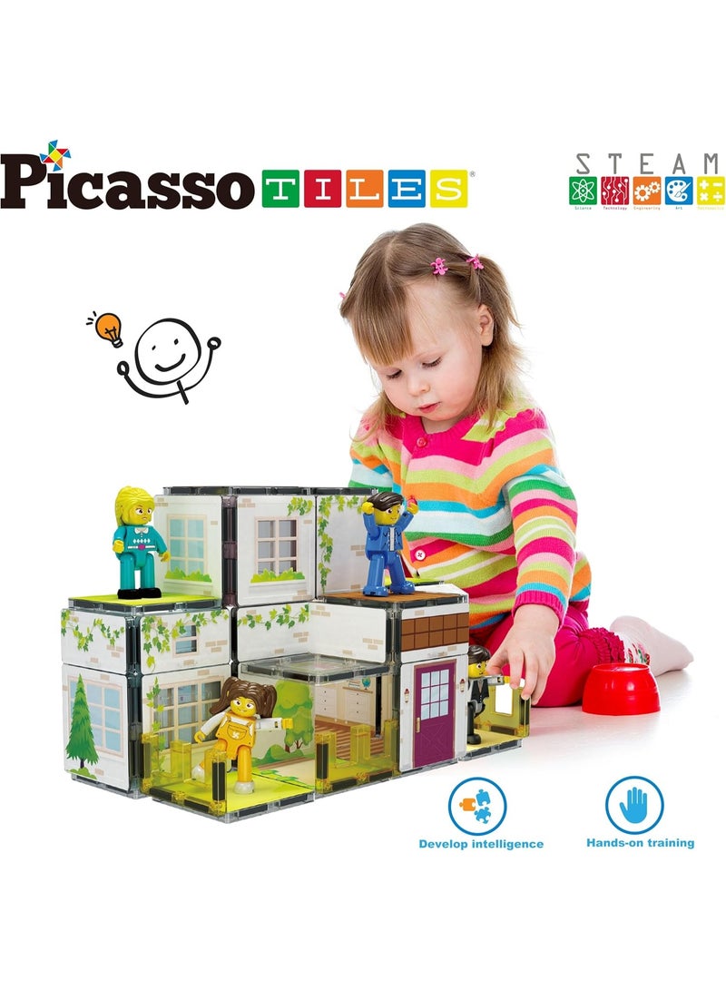 PicassoTiles بلاط بيكاسو المغناطيسي - مجموعة عائلة هومستيد 65 قطعة | ألعاب STEM | مجموعة ألعاب تعليمية | كتل تكديس | تعزز مهارات حل المشكلات والمهارات الحركية الدقيقة | تحسن التنسيق والإبداع | هدية للأطفال والرضع | مجموعة بناء لتطوير عقل الطفل - Image 3