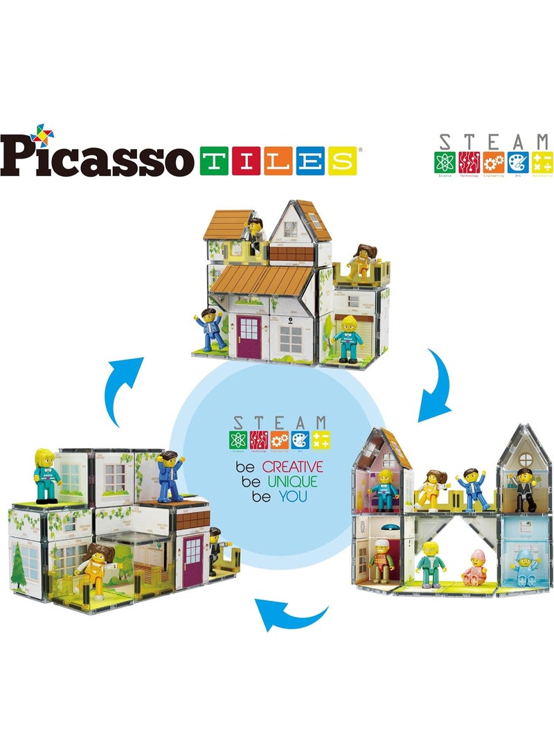 PicassoTiles بلاط بيكاسو المغناطيسي - مجموعة عائلة هومستيد 65 قطعة | ألعاب STEM | مجموعة ألعاب تعليمية | كتل تكديس | تعزز مهارات حل المشكلات والمهارات الحركية الدقيقة | تحسن التنسيق والإبداع | هدية للأطفال والرضع | مجموعة بناء لتطوير عقل الطفل - Image 4