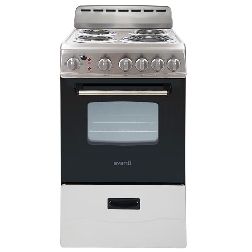 Avanti ERU200P3S Electric Range Oven Compact Design, 2.1-Cu.Ft. Capacity with 4 Coil Burners, Framed Glass Door, Storage Drawer and Broiler with Pan Perfect for Apartments, 20-Inch, Stainless Steel - Image 1