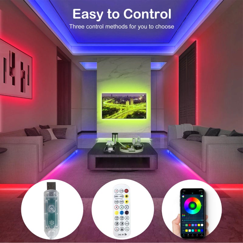httpsmp 16.4FT LED Strip Lights IP68 Outdoor Waterproof, 5V USB Powered, Music Sync Bluetooth APP/RF Remote Control Lights for Balcony,Deck,Camping,Garden,Bedroom Decor - Image 5