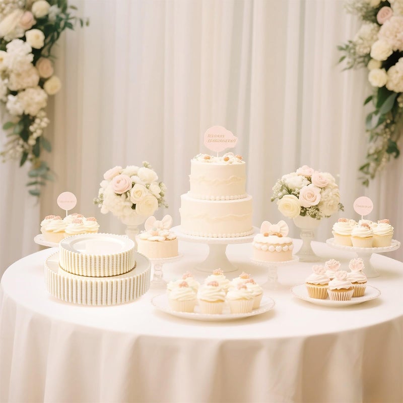 U-QE 60PCS Ivory Plastic Plates - Beaded Ivory Plates Disposable Heavy Duty - Perfect for Party, Baby Shower, Wedding, Birthday - Include 30PCS 10inch Dinner Plate & 30PCS 7inch Dessert Plate - Image 4