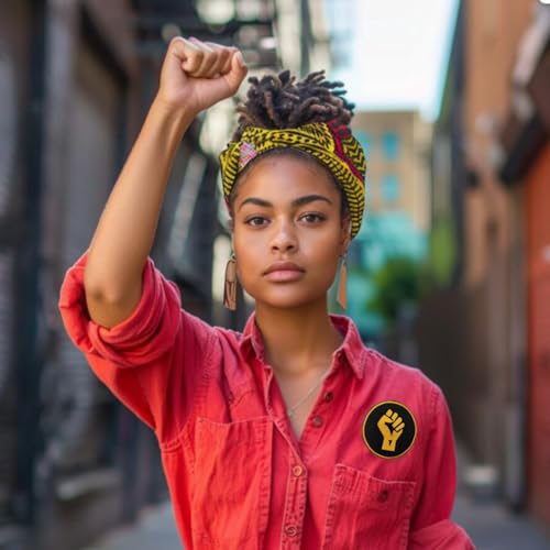 Cute-Patch Juneteenth BLM Black Power Raised Fist Up Embroidered Iron on sew on Patch Badge Afrocentric Afrocentrism Afrocentricity - Image 5