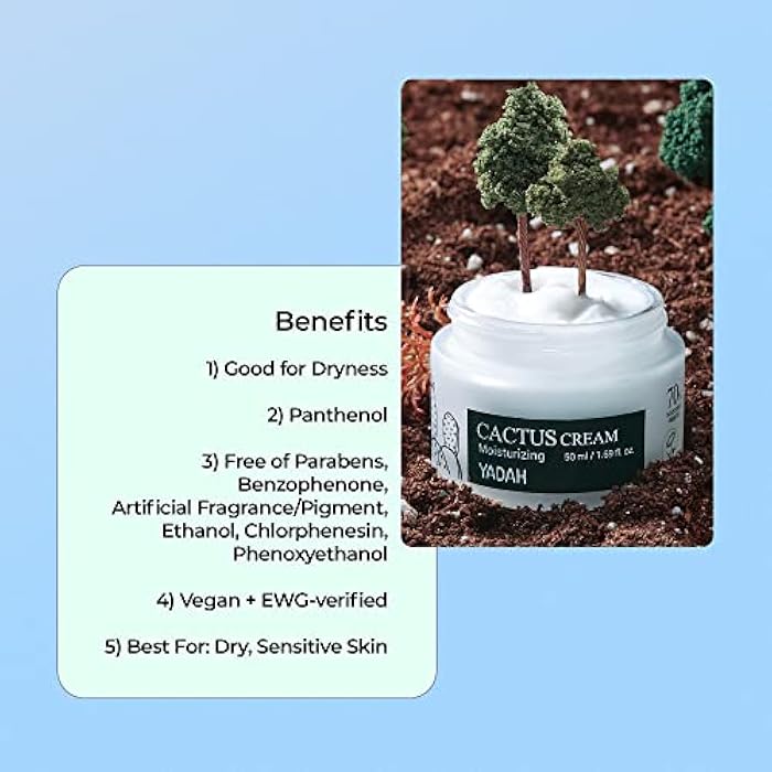 YADAH Cactus Cream 1.69 Fl.Oz. – Facial Hydrating Moisturizer Forming Moisture Barrier for Sensitive Dry Skin - Image 5