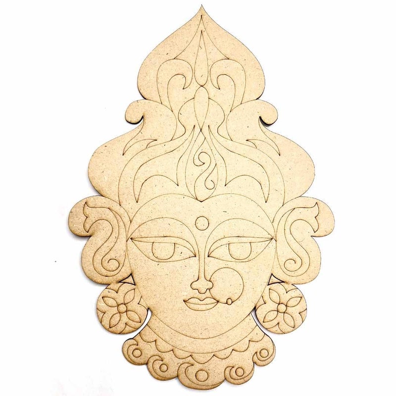 Adikala Maa Durga MDF Engraved Design Base Cutout for DIY Craft and Paint for Crafter | Durga Pooja Navratra | Dussehra10 INCH Set of 6
