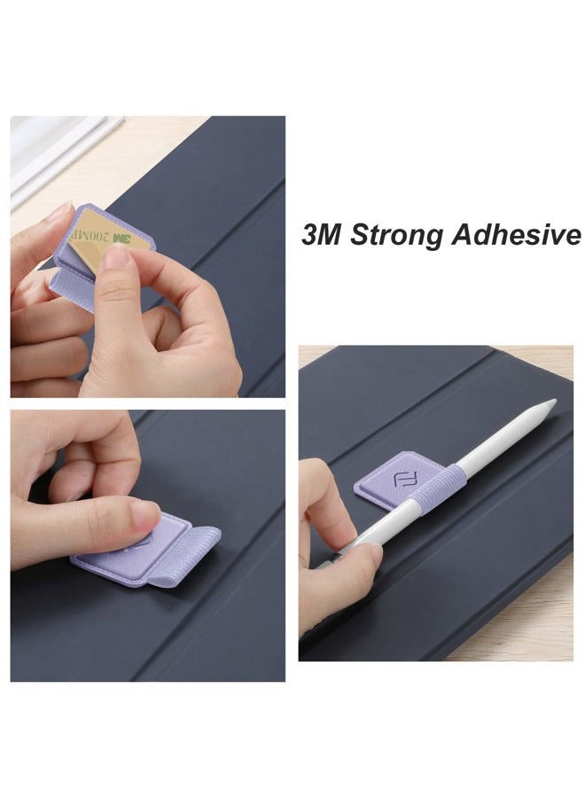 Fintie 4 Pack Pen Loop Holder for Apple Pencil Pro, Apple Pencil (USB-C / 1st / 2nd Generation) and Stylus Pens, Elastic Adhesive Leather Sleeve Attached to Cases, Lilac Purple - Image 3