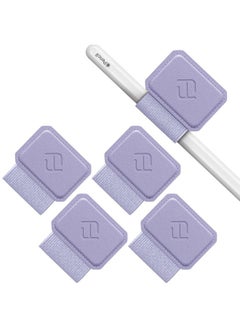 Fintie 4 Pack Pen Loop Holder for Apple Pencil Pro, Apple Pencil (USB-C / 1st / 2nd Generation) and Stylus Pens, Elastic Adhesive Leather Sleeve Attached to Cases, Lilac Purple  - Image 1