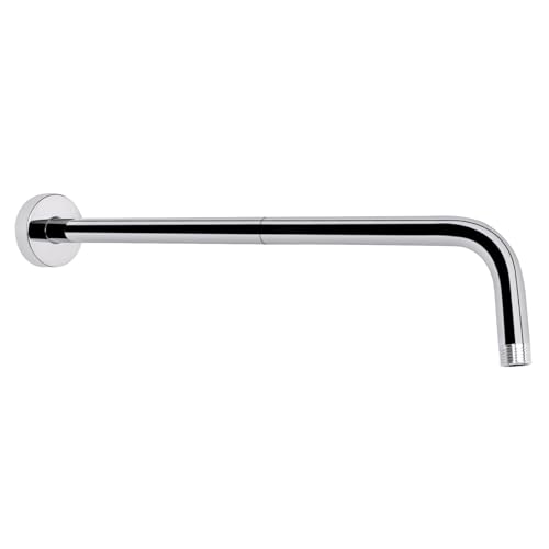HarJue Shower Arm with Flange and Teflon Tape, Wall Mounted Shower Pipe 304 Stainless Steel Extension Arm for Fixed Shower Head & Handheld (20 Inch, Chrome) - Image 1