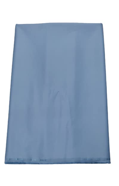MAMRAJ Men's 100% pure Giza Cotton Unstitched Shirt Fabric 2.5 Meter ( Ethnic, Formal, Casual, summer wear.) ( Treandy Satin Shirts ) (Sky Blue) - Image 2