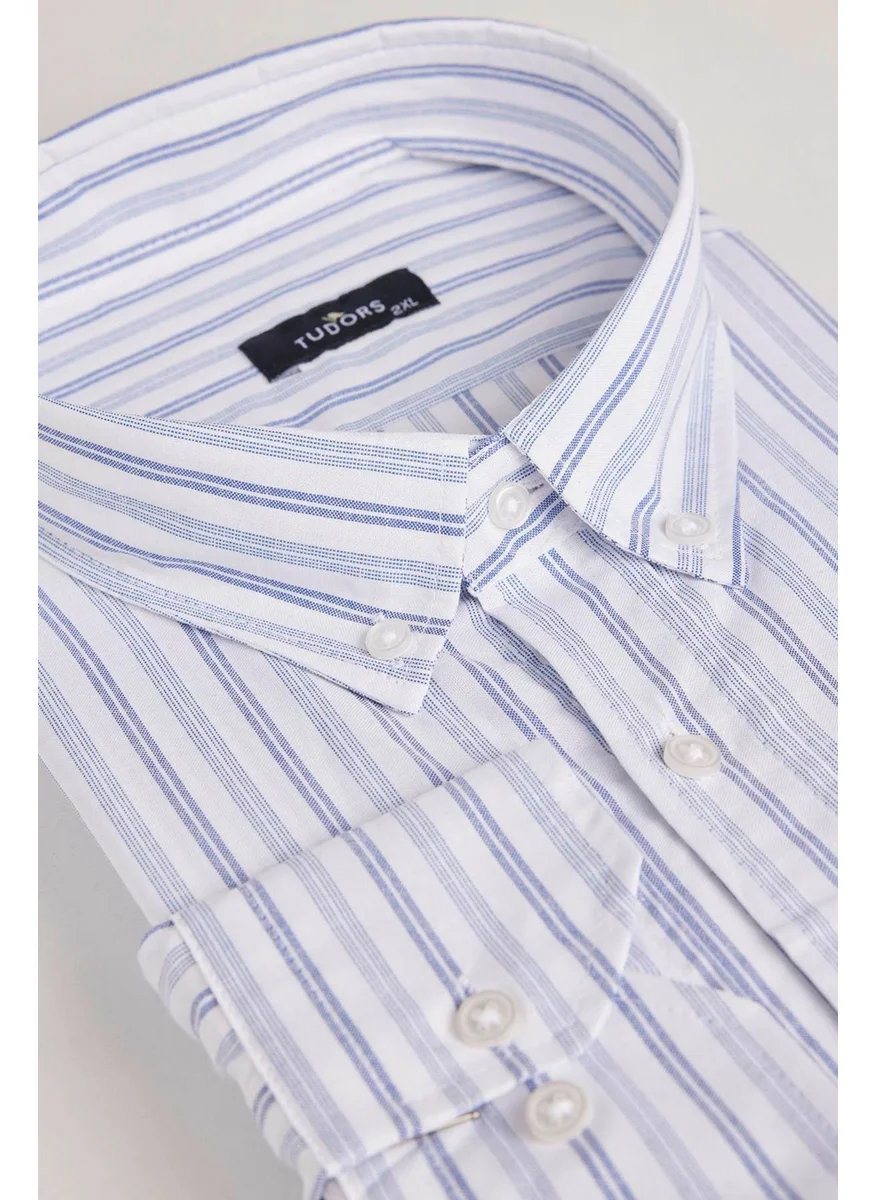 Tudors King Size Plus Size Long Sleeve Striped Men's Shirt