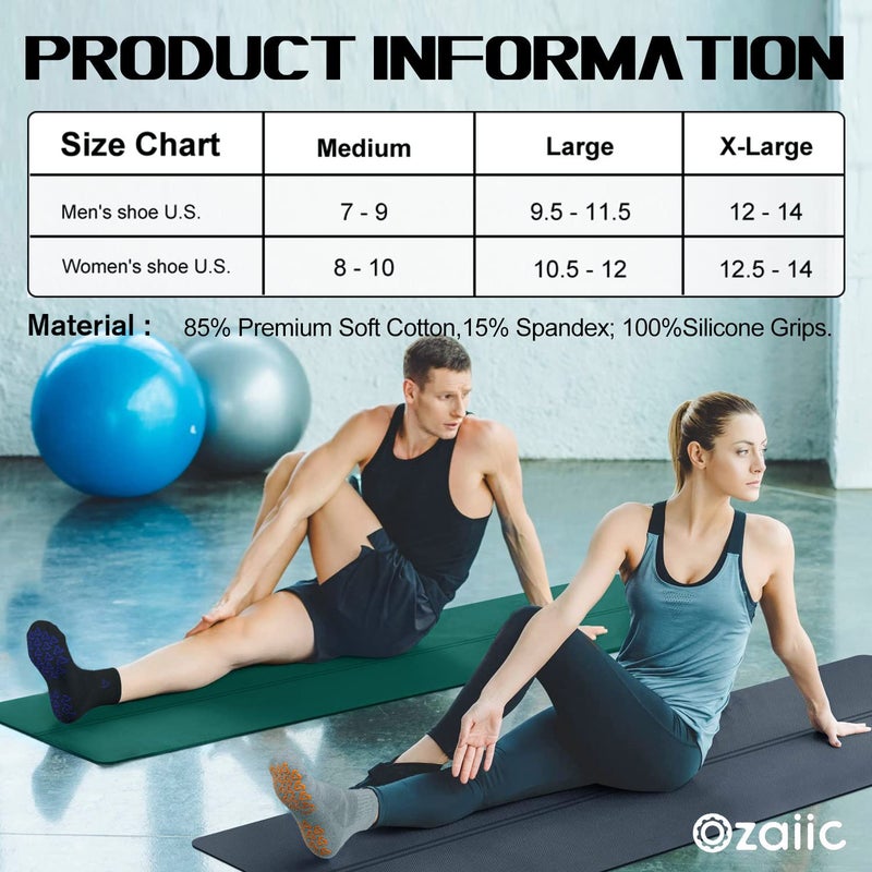 Ozaiic Non Slip Socks Grip for Yoga Home Workout Pure Barre, Pilates, Hospital, Ideal Cushion Socks for Men and Women - Image 4