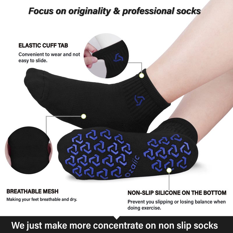 Ozaiic Non Slip Socks Grip for Yoga Home Workout Pure Barre, Pilates, Hospital, Ideal Cushion Socks for Men and Women - Image 3