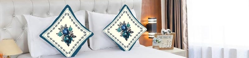 BLUEDOT Premium Velvet Quilted Set of Bed Runner 16 x 96 inches and 2 Cushion Covers 16 x 16 inches Combo Set Green Blue Rose - Image 2