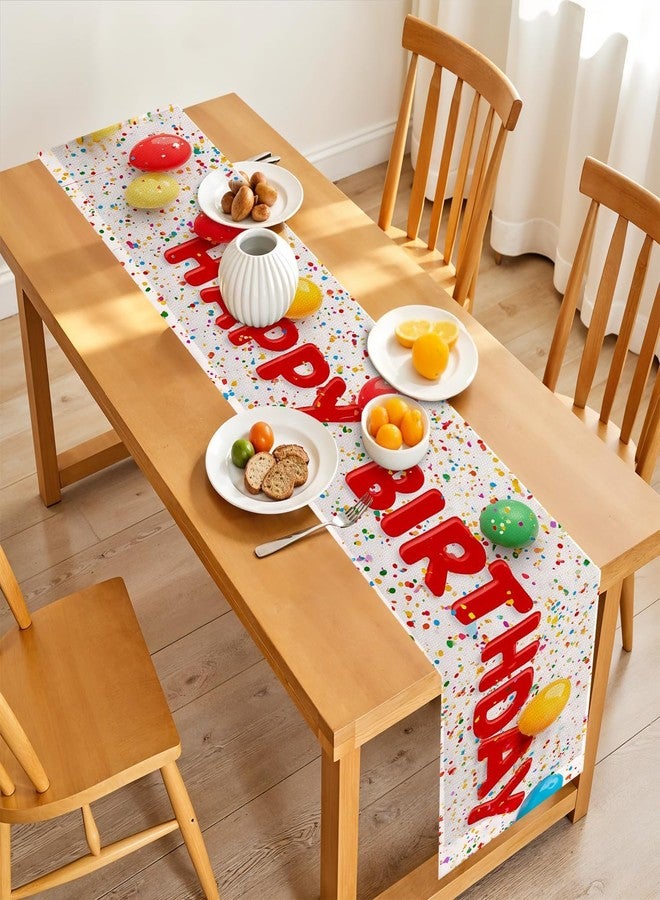 THISFIND Birthday Table Runner and Placemats Set of 6, Colorful Balloons & Confetti Design, 1 Table Runner (72x13 in) + 6 Placemats (17.7x11.8 in), Happy Birthday Party Decor - Image 5