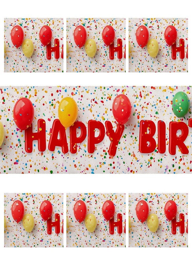 THISFIND Birthday Table Runner and Placemats Set of 6, Colorful Balloons & Confetti Design, 1 Table Runner (72x13 in) + 6 Placemats (17.7x11.8 in), Happy Birthday Party Decor - Image 3