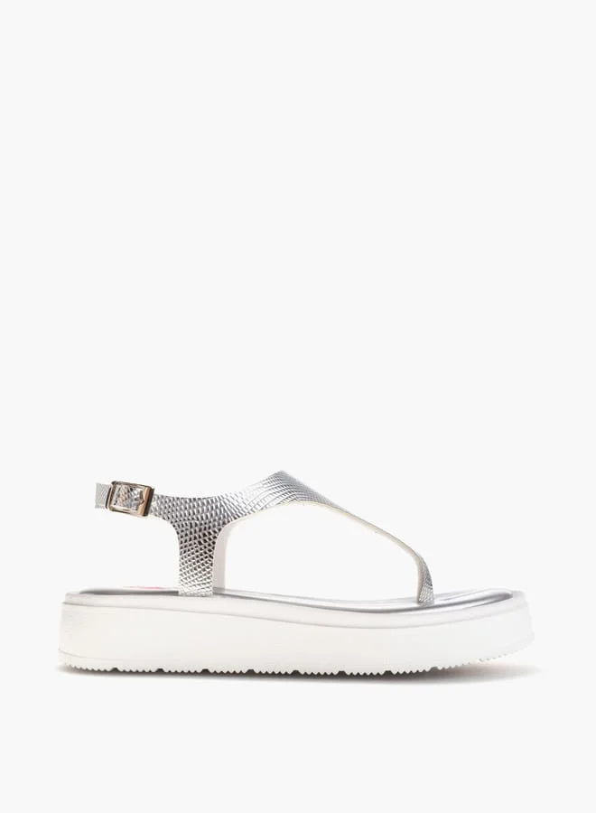 بابلوسكي Girls Textured Sandals With Buckle Closure