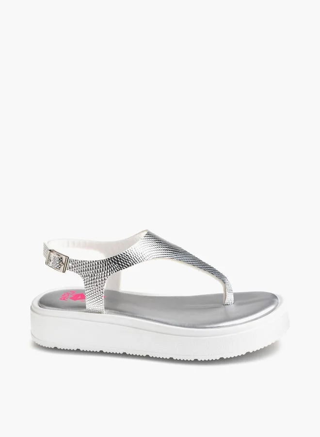 بابلوسكي Girls Textured Sandals With Buckle Closure