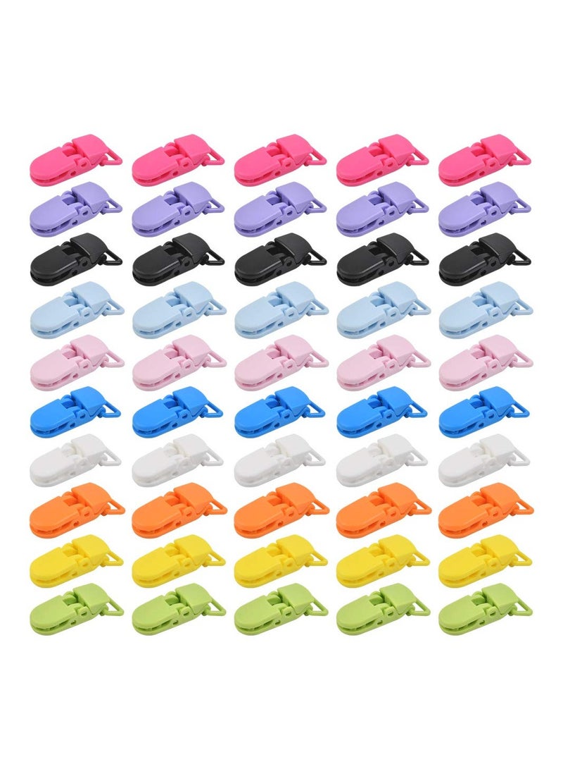SYOSI 50 PCS Plastic Suspender Snap Pacifier Clips, Pacifier Strap Holder, Color Plastic Pacifier Suspender Clips for Baby Pacifiers, Bib Clips, DIY Crafts - Image 1