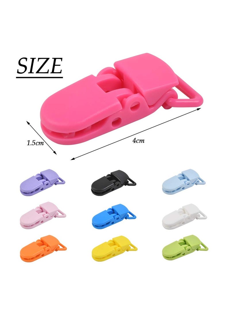 SYOSI 50 PCS Plastic Suspender Snap Pacifier Clips, Pacifier Strap Holder, Color Plastic Pacifier Suspender Clips for Baby Pacifiers, Bib Clips, DIY Crafts - Image 3