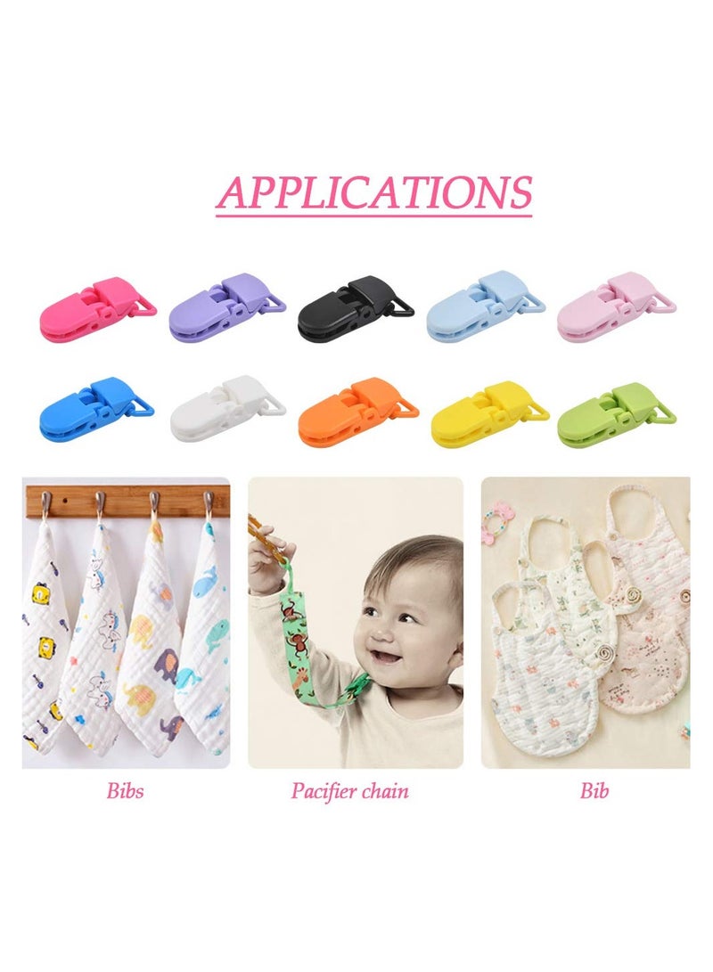 SYOSI 50 PCS Plastic Suspender Snap Pacifier Clips, Pacifier Strap Holder, Color Plastic Pacifier Suspender Clips for Baby Pacifiers, Bib Clips, DIY Crafts - Image 4