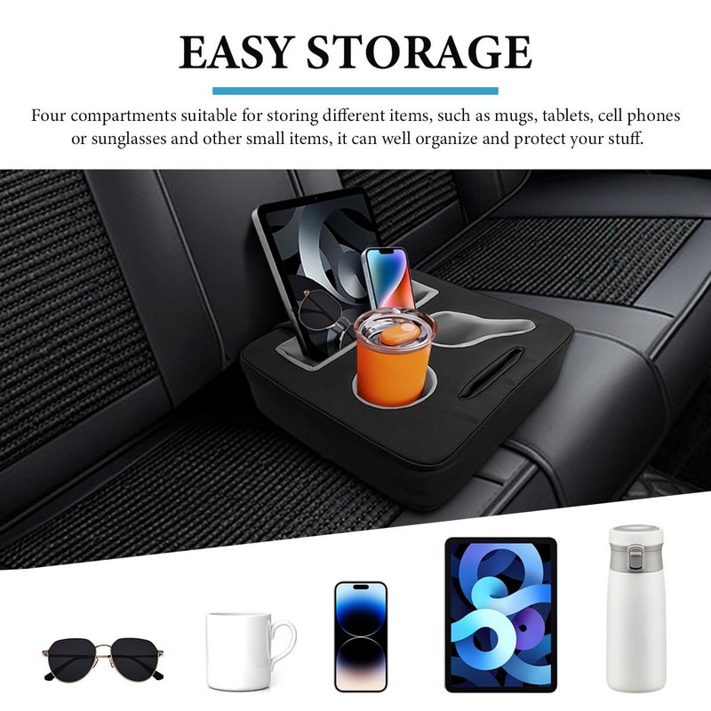 MUQIDA Car Back Seat Organizer, Leather Automotive Rear Seat Couch Cup Holder Expander Tray, Vehicle Cup Holder Tray Holds Snacks Remotes Phones for Truck RV Boat Couch Pillow Bed - Image 5